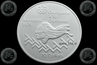 Canada 10 Dollars 1975 (montreal Olympics - Hurdles) Silver Commem.  Coin Aunc