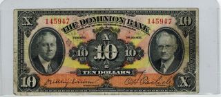 Canada 1935 The Dominion Bank $10 - F15 - Dawson/carlisle