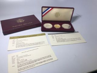 1984 Olympic Gold Ten Dollar Coin & 1983 1984 Silver Dollar Set United States