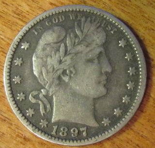 1897 P Barber Quarter Coin