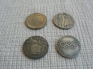 Ww2 1936 Berlin Olympic Games Set Of 2 Olympia Commemorative Souvenir Coin Medal