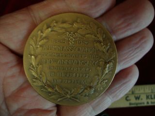 1825 - 1925 Bronze Medal Thomas Jefferson Medical College Philadelphia.  Pa.  100th 4