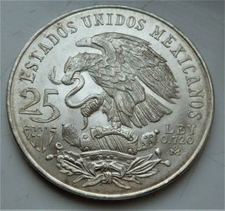 1968 Mexico Olympics 25 Pesos,  Large Unc Silver Coin