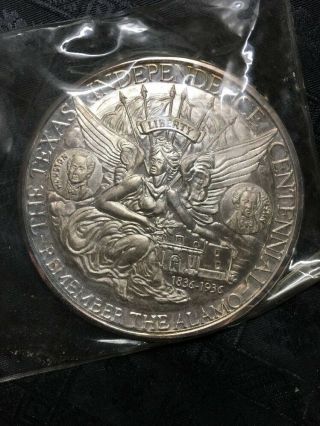 1986 Giant Texas Alamo Centennial Commemorative Silver Pound /lb.  999 Fine