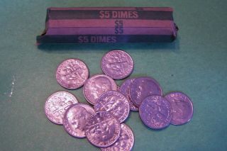 1980 D Roosevelt Dime Roll - 50 Coins