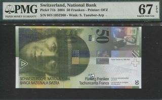 Tt Pk 71b 2004 Switzerland National Bank 50 Franken Pmg 67 Epq None Finer