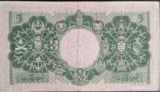 Malaya & British Borneo $5 Dollars CRISP gVF Queen Elizabeth QEII 1953 P 2 2