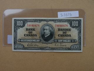 Vintage Canada Banknote 1937 100 Dollar Coyne Towers S1676