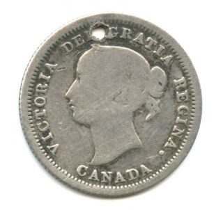1858 Large Date Canada Silver 5c/half Dime Holed