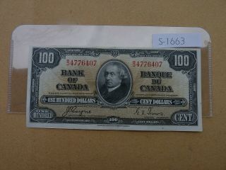 Vintage Canada Banknote 1937 100 Dollar Coyne Towers S1663