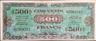 France 500 Francs P 119a Amc Allied Military Currency 1944 War Wwii Ww2 Aef