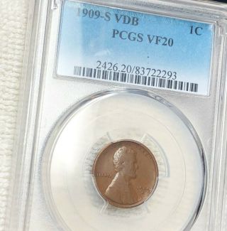 1909 - S Vdb Lincoln Wheat Penny Pcgs - Vf20 Hundreds Of Undergraded Coins Up Nr