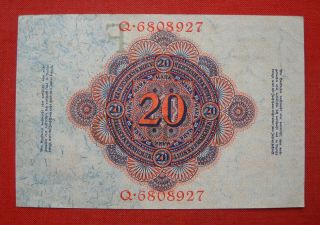 20 Mark Reichsbanknote from German Land 1914,  in UNC 2