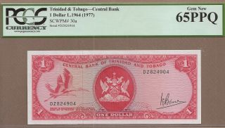 Trinidad & Tobago: 1 Dollar Banknote,  (unc Pcgs65),  P - 30a,  1977,