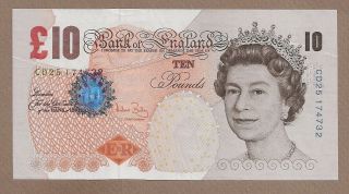 Great Britain: 10 Pounds Banknote,  (au/unc),  P - 389c,  2004,