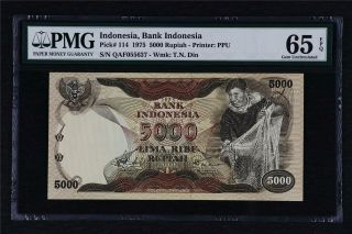 1975 Indonesia Bank Indonesia 5000 Rupiah Pick 114 Pmg 65 Epq Gem Unc