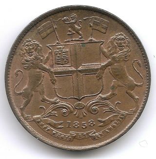 East India Company 1858 1/4 Anna Km 463 Coin In Au Unc Uncirculated
