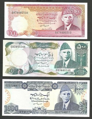 Pakistan 5 10 50 100 500 1000 Rupee - Ishrat Hussain - Complete SET - UNC 2004 5