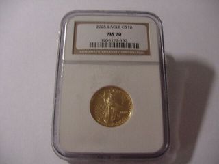 Ms70 2005 $10 American Eagle 1/4 Oz Fine Gold Bullion - Graded Ngc