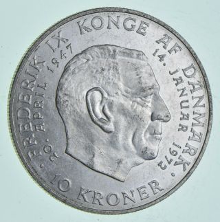 Silver - World Coin - 1972 Denmark 10 Kroner - World Silver Coin 20.  7g 109