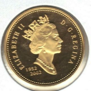CANADA 2002 GOLD PLATED PROOF SILVER DOLLAR COIN QUEENS JUBILEE 2