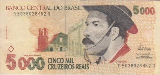 Brazil Banknote P241 5,  000 Cruzeiros Reais,  Vf