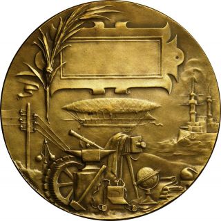 France - 1900 Bronze Art Nouveau Medal By Lemaire,  Paris Exhibition,  Zeppelin C