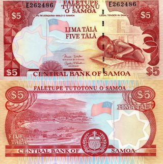 Samoa 5 Tala Banknote World Paper Money Unc Polymer Currency Pick P33b 2002