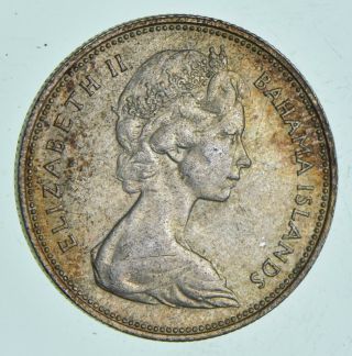 Silver World Coin - 1966 Bahama Islands 50 Cents - World Silver Coin 10.  4g 054