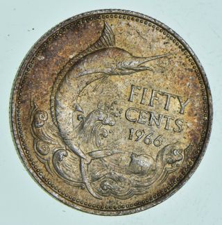 SILVER WORLD Coin - 1966 Bahama Islands 50 Cents - World Silver Coin 10.  4g 054 2