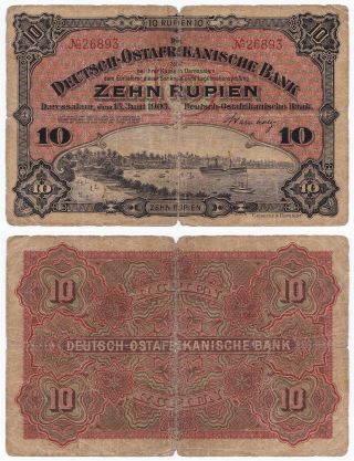 German East Africa,  10 Rupien 1905,  Pick 2,  Ros.  901,  Vg