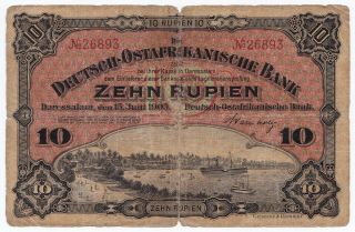 German East Africa,  10 Rupien 1905,  Pick 2,  Ros.  901,  VG 2