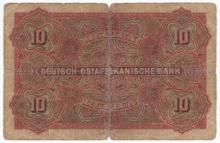 German East Africa,  10 Rupien 1905,  Pick 2,  Ros.  901,  VG 3