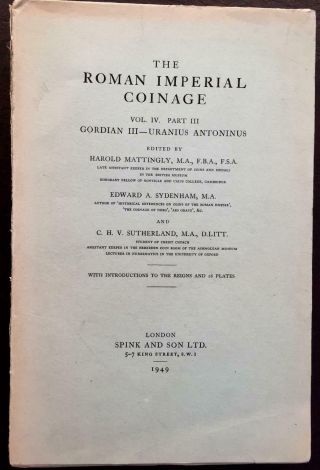 Roman Imperial Coinage Volume Iv,  Part Iii.  Printing