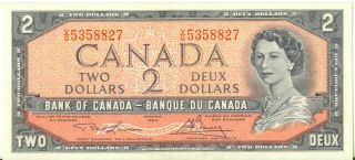 Bank Of Canada 1954 $2 Two Dollars Lawson - Bouey V/g Prefix Ef