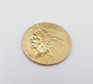 1914 Quarter Eagle $2.  5 Gold Indian Great Sharp Strike Coin - M854