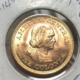 Costa Rica Km140 Gold Coin 10 Colones 1900 Unc