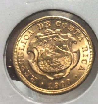 Costa Rica KM140 Gold Coin 10 Colones 1900 UNC 2