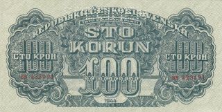 100korun Unc Specimen Banknote From Russian Occupied Czechoslovakia1944 Pick - 48s