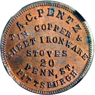 1863 Pittsburgh Pennsylvania Civil War Token A C Pentz R8 Ngc Ms63 Rb