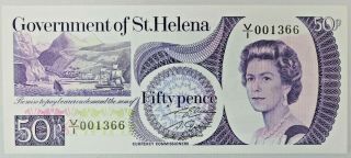 Government Of St.  Helena 50 Pence Bank Note 1976 Pick 5a