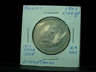 NobleSpirit (CT) VERY CHOICE AU Mexico 1907 STRAIGHT 7 50 Centavos 3