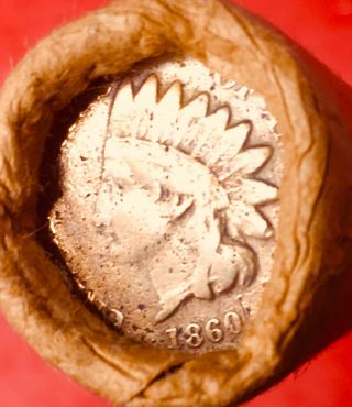 1860 INDIAN HEAD / 1909 VDB BANK OF SAN FRANCISCO OBW LINCOLN WHEAT PENNY ROLL 2