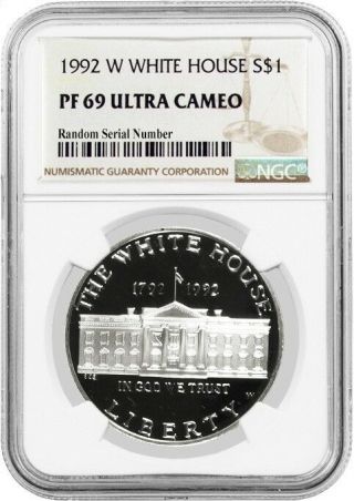 1992 W $1 White House 200th Anniversary Commemorative Silver Dollar Ngc Pf69 Uc