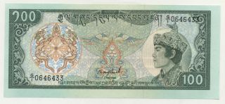 Bhutan 100 Ngultrum Nd (1986) Pick 18.  A Unc Uncirculated Banknote