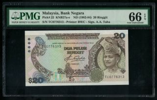1982 - 84 Malaysia 20 Ringgit Gem Unc Pmg 66 Epq