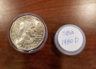1980 - D - Roll Of 20 Susan B Anthony (sba) $1 Dollar Coins In Tube
