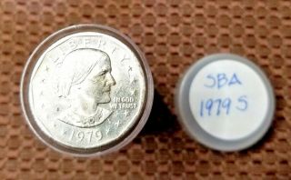 1979 - S - Roll Of 20 Susan B Anthony (sba) $1 Dollar Coins In Tube