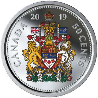 Canada 2019 50 Cents 99.  99 Proof Silver Coloured Half - Dollar Heavy Cameo Coin