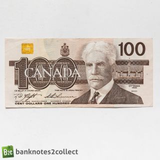 Canada: 1 X 100 Canadian Dollar Banknote.  Dated 1988.
